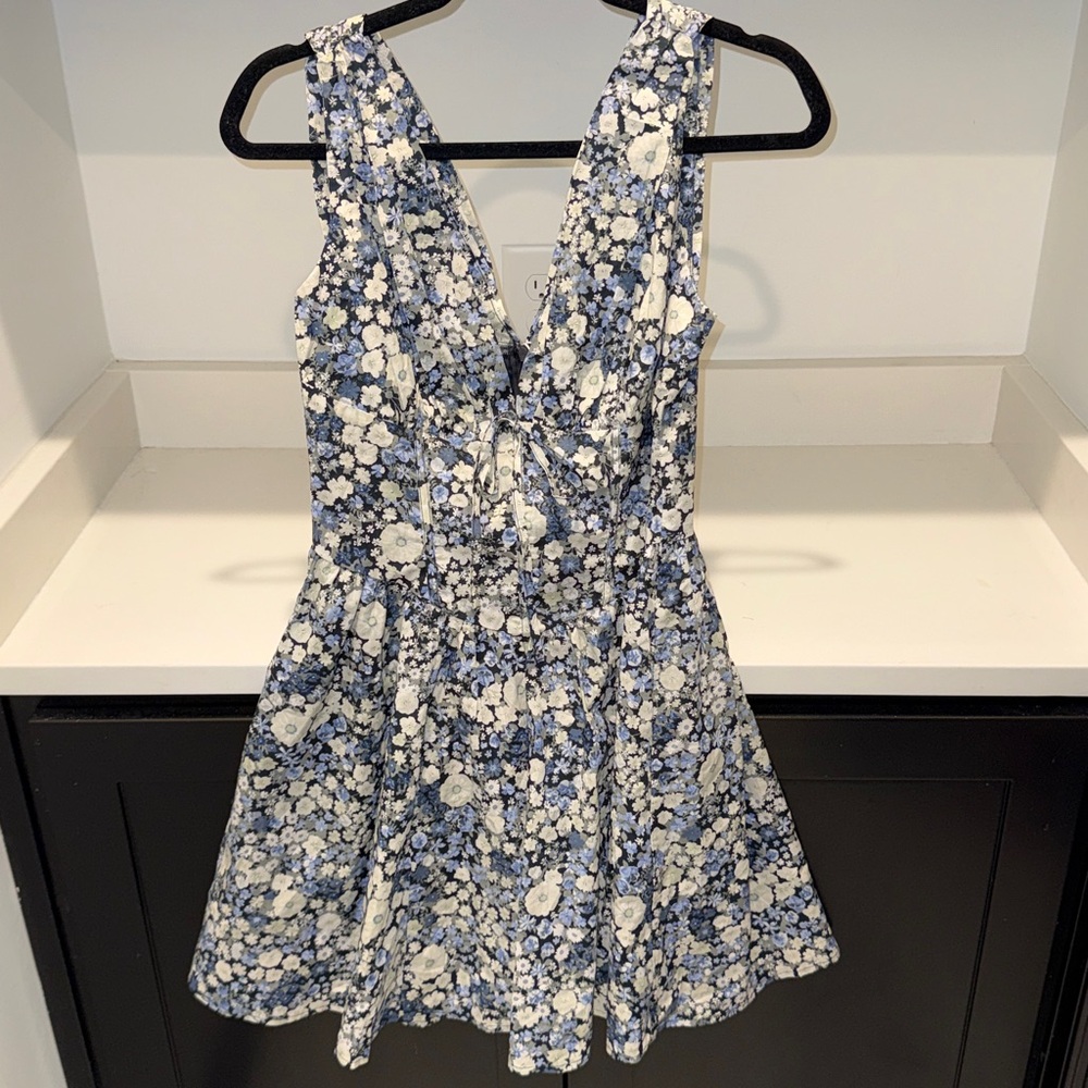 Petal & Pup Blue and White Floral Mini Dress